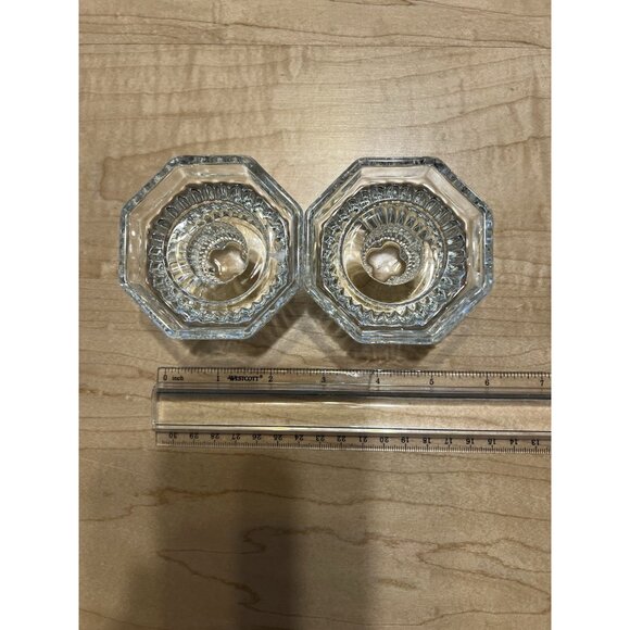 Glass Candleholders Octagonal Shape  (set Of 2) - Picture 3 of 5